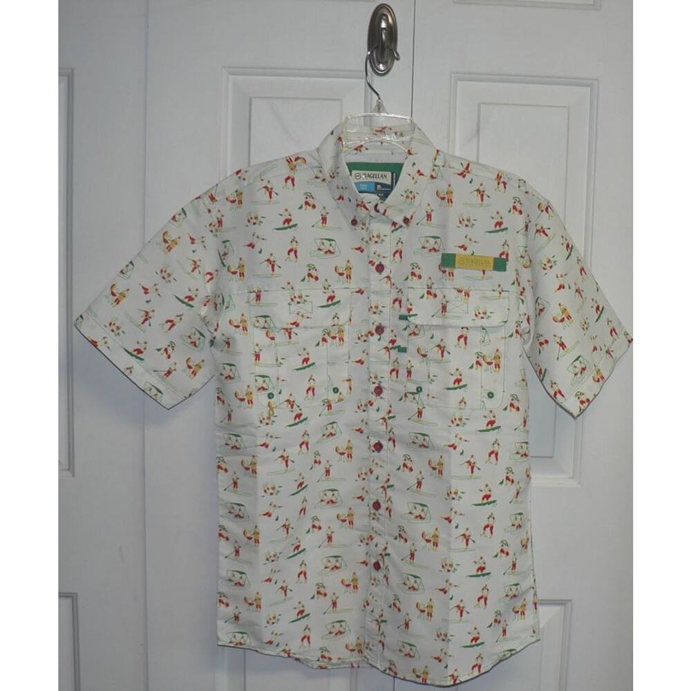 Magellan Outdoors Men's Laguna Madre Print Short Sleeve Fishing Shirt XS $30